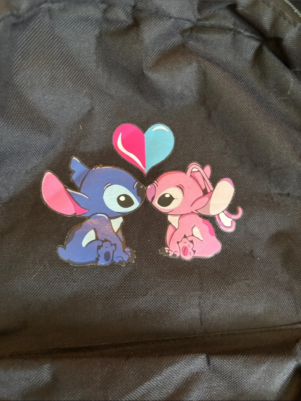 Disney Lilo & Stitch Black Backpack with Pink and Blue Graphics